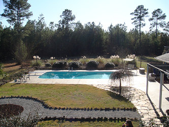 Backyard view from garage balcony